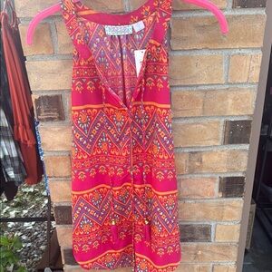 Pink Magnolia Red and Yellow Patterned Top